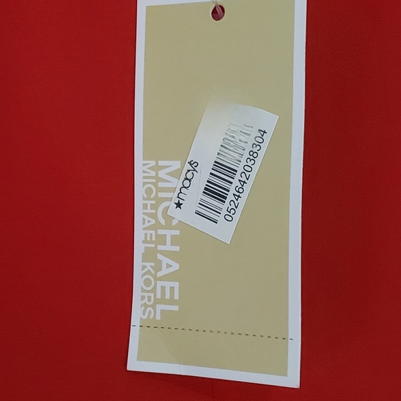 Michael Kors Ladies Cocktail Evening Party Dress Size S Red Gold Cold Shoulders - Picture 7 of 7